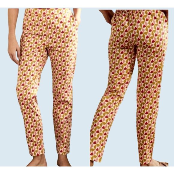 BODEN Printed Pull On Ankle Length Preppy Trouser Pants Size 4 - Picture 1 of 7